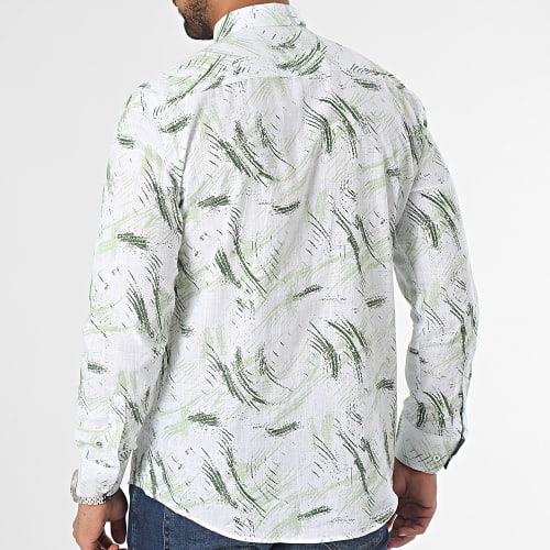 Chemise Manches Longues Blanc Vert