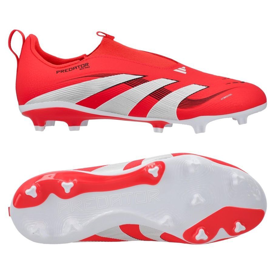 adidas Predator League Laceless FG/AG Pure Victory - Lucid Red/Blanc/Noir Enfant