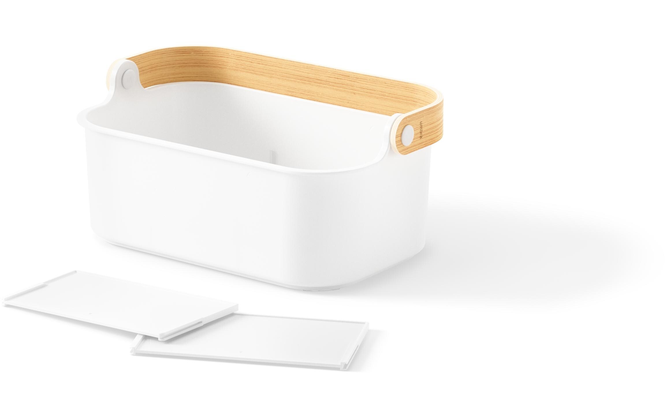 Aufbewahrungsbox Bellwood 28 x 13 cm, Nature/WeissStapelbarer Organizer mit entnehmbaren Trennwänden