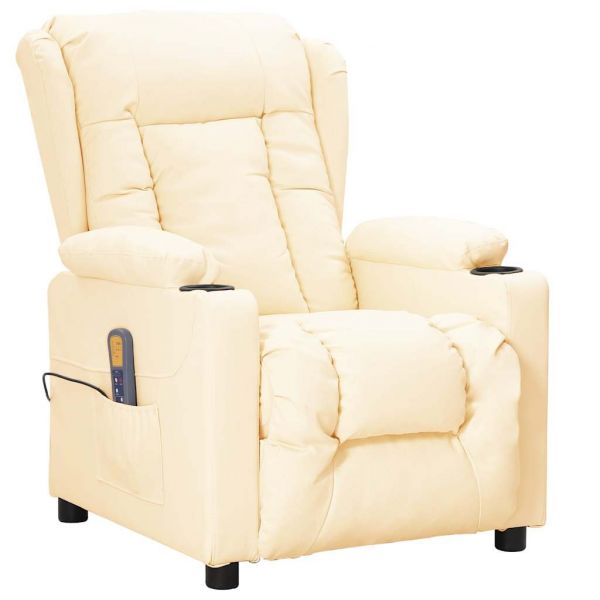 vidaXL Cadeira de Massagens Couro Artificial Cor Creme - 2690511179