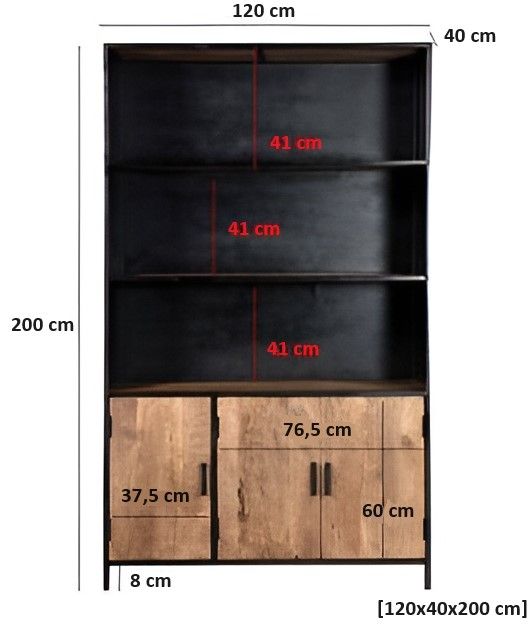Bergkast Sturdy B120 x D40 x H200 cm