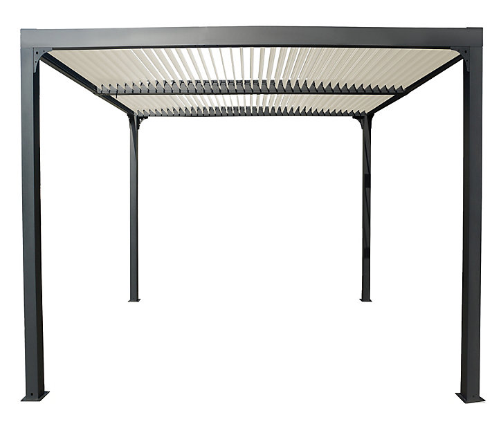 Pergola bioclimatique autoportante manuelle aluminium Habrita PER3630BIW gris et écru 3,60 x 3 m