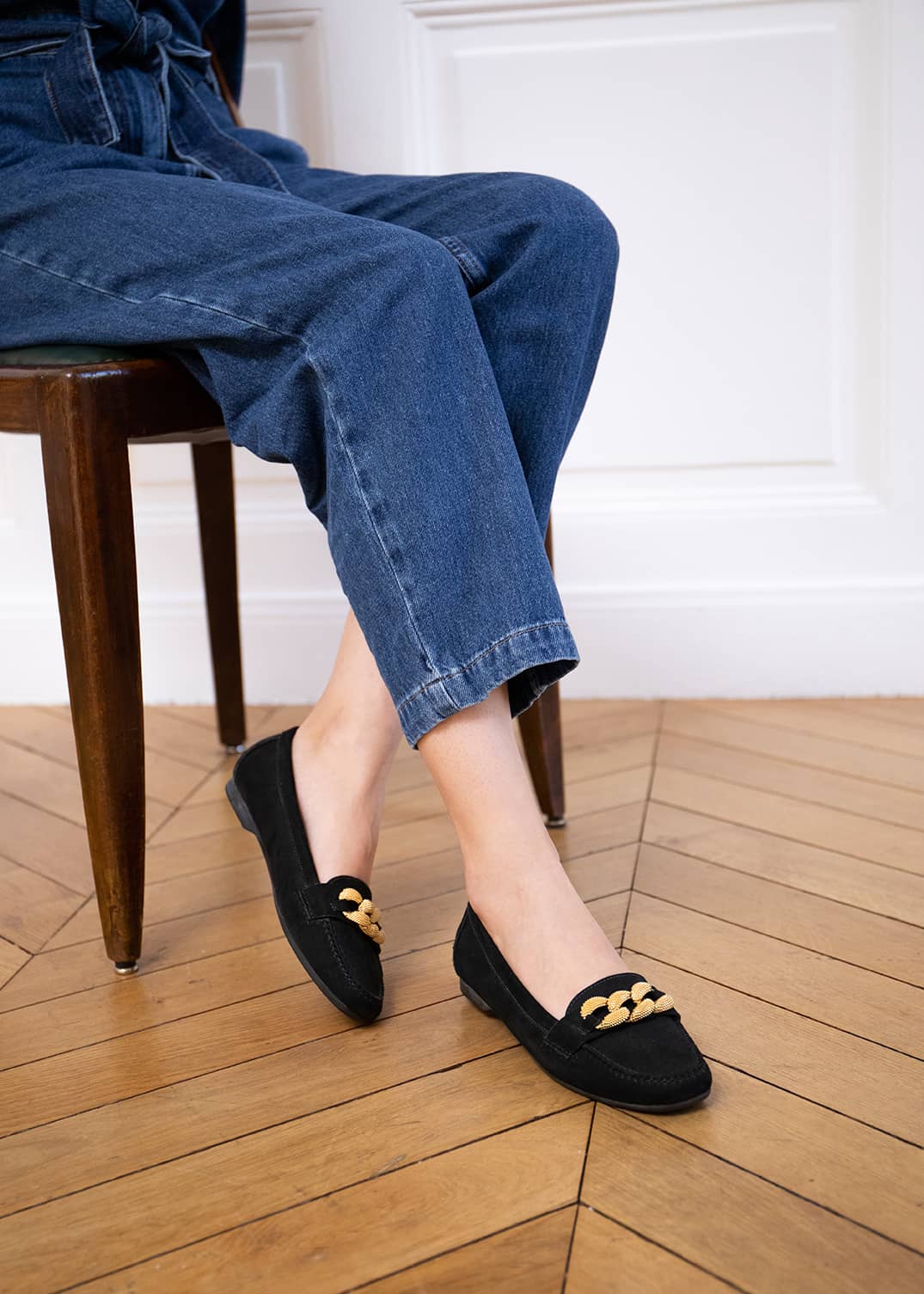 MOCASSIN R ROUND MOC VELOURS NOIR