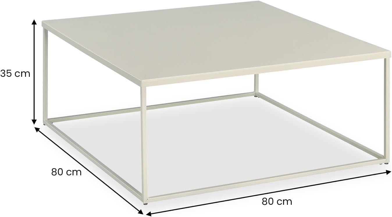 IDIMEX Couchtisch HILAR 80 x 80 cm aus pulverbeschichtetem Metall in beige. Sofatisch in modernem Design mit robuster Oberfläche.
