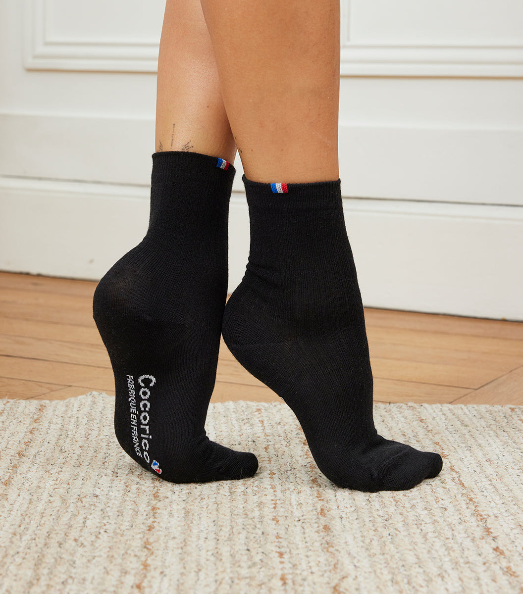 Chaussettes Femme en Laine Noir x5 - Pack Intemporel