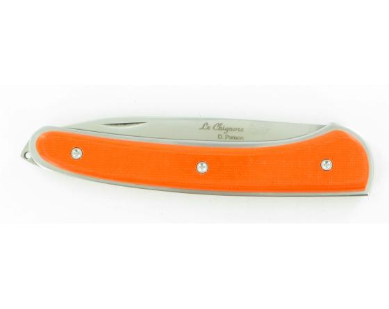 Le Chignore G10 Orange Couteau de poche par David Ponson