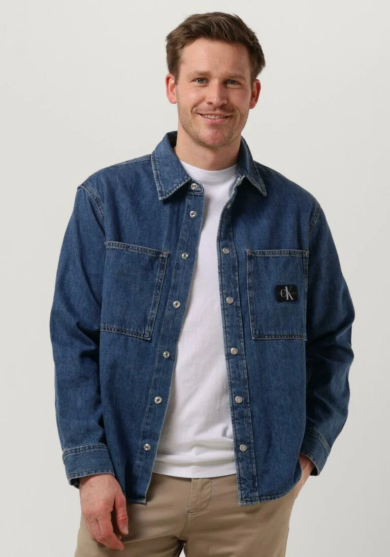 CALVIN KLEIN blauwe calvin klein spijkerjas relaxed linear denim shirt
