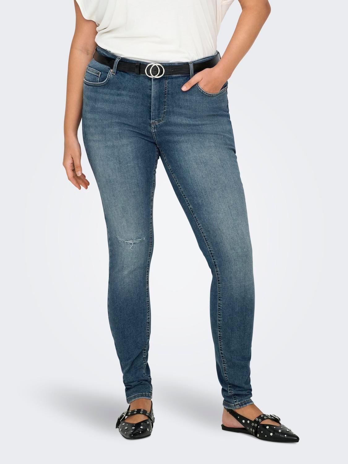 CARWILLY Mittlere Taille Skinny Fit Jeans Medium Blue Denim