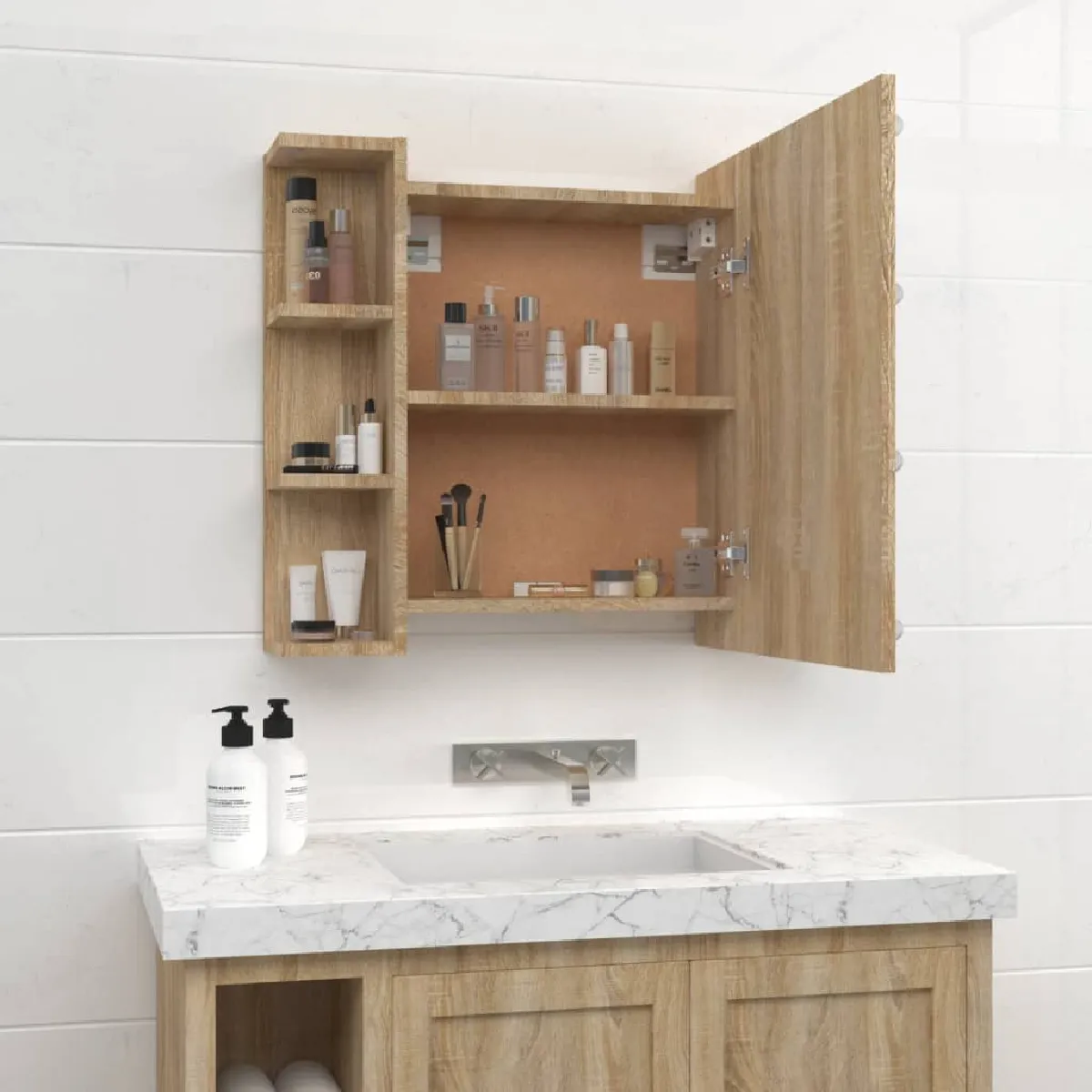VidaXL Armoire à miroir LED - Chêne sonoma