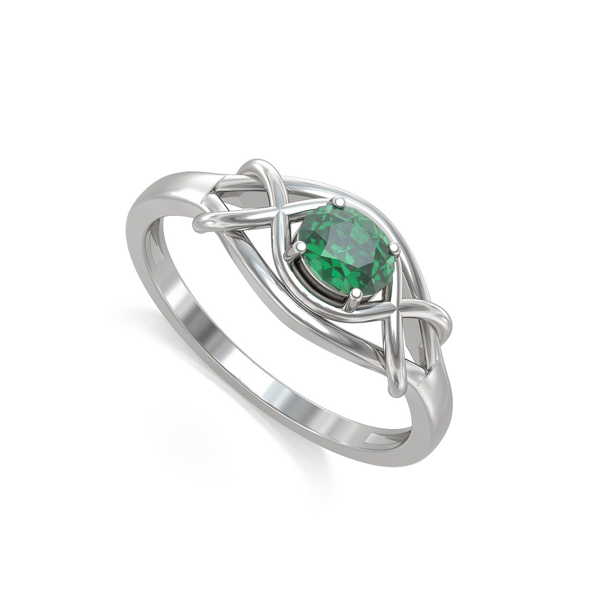 Bague ADEN Or 585 Blanc Emeraude 1.870grs