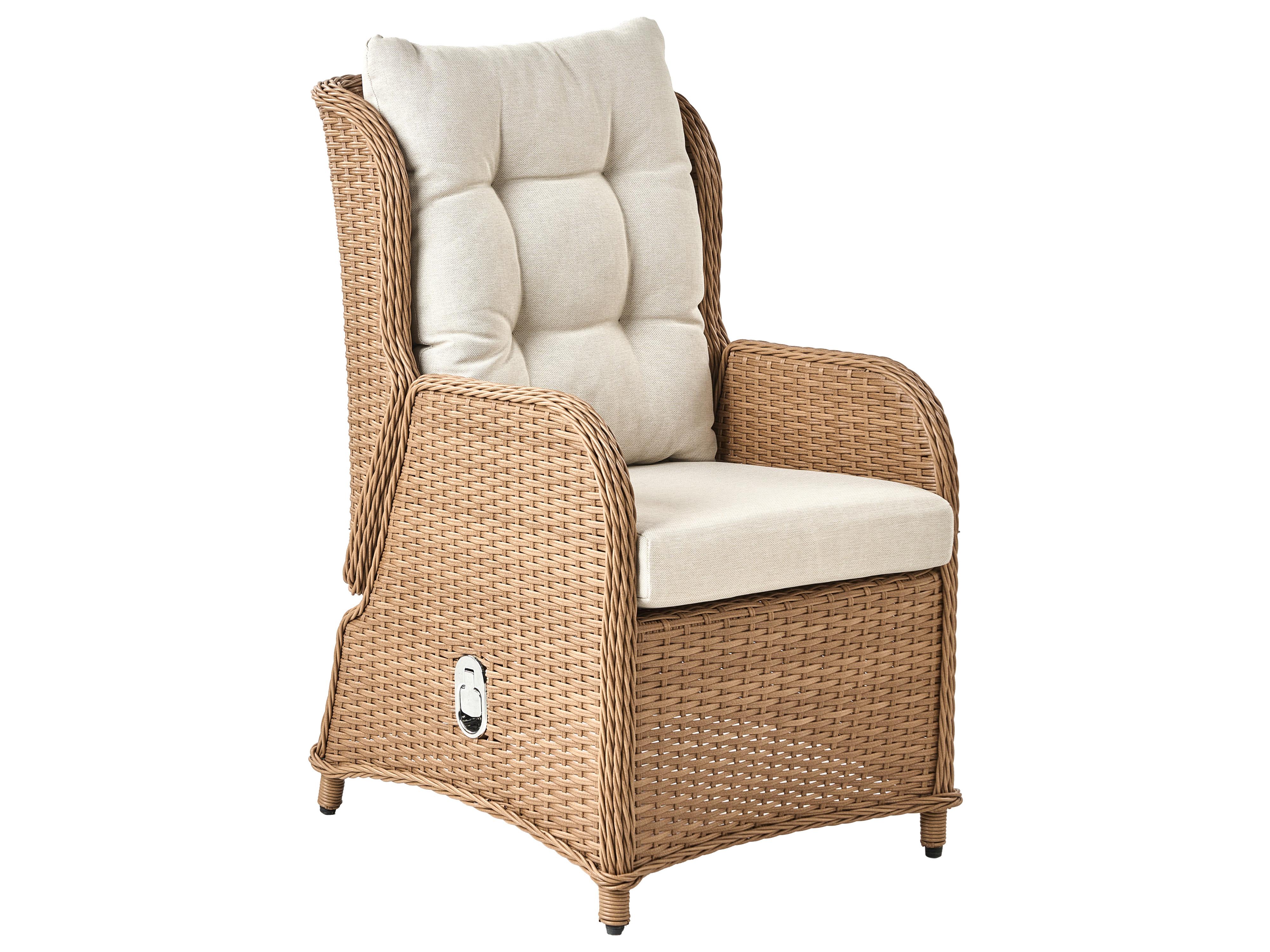 Loungeset met tafel en ottomaan 2-zits PONZA PE rotan Bruin