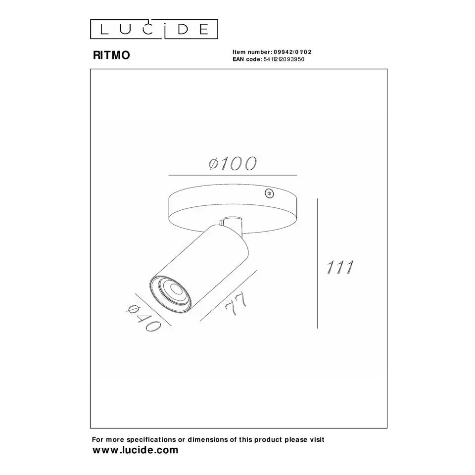 Lucide RITMO Plafondspot - Mat Goud / Messing