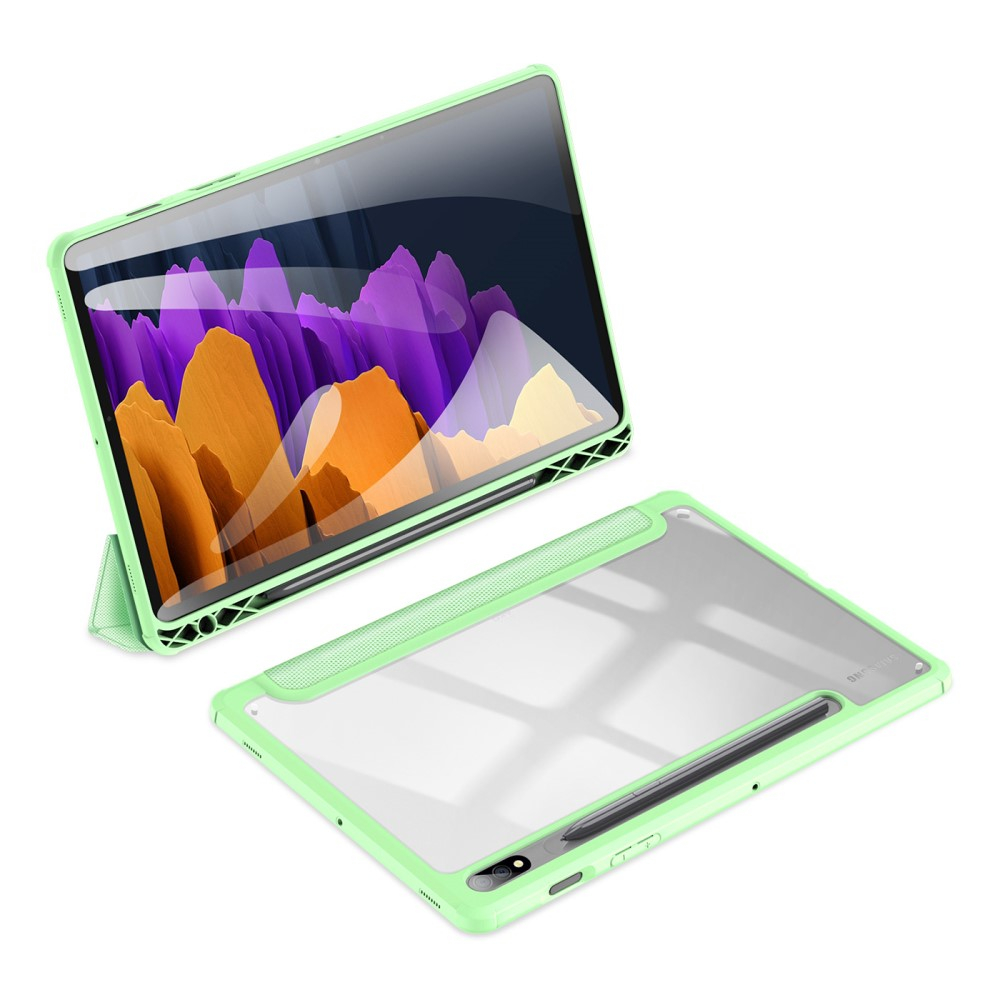 Samsung Galaxy Tab S8 / Tab S7 Leder Tasche Smart Cover Schutzhülle   S-Pen Halter - Grün