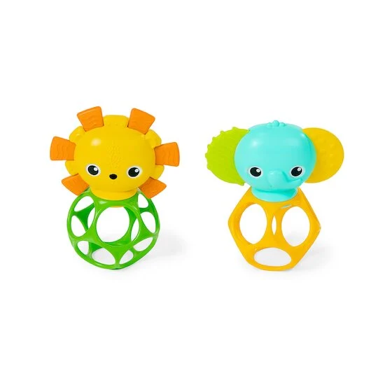 Jouets de dentition Oball x2   Lion & éléphant        de               Bright Starts