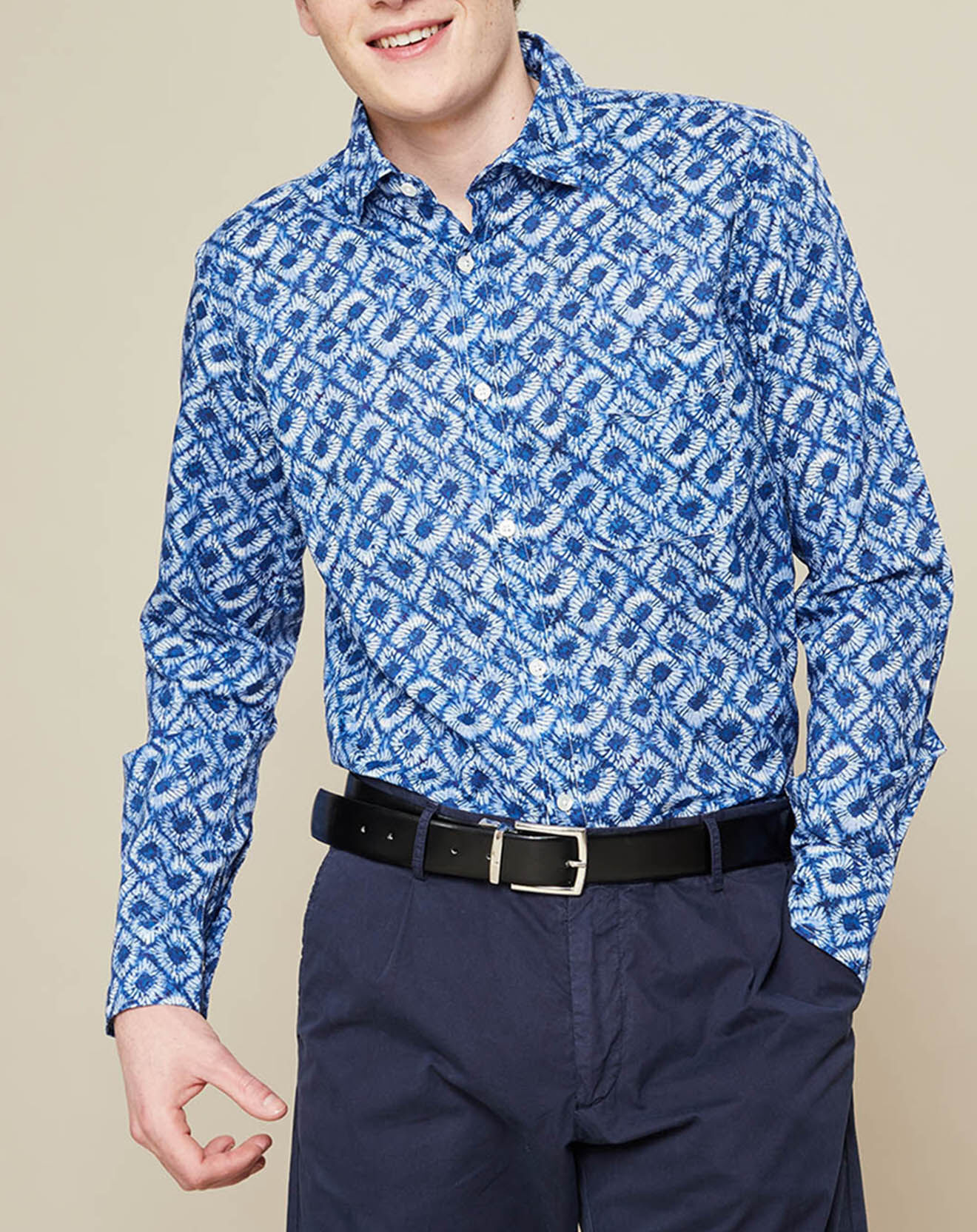 Hartford Chemise slim Storm tie and dye 70's bleue