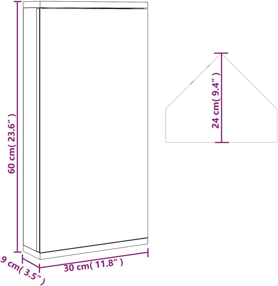 vidaXL Eck Spiegelschrank, Badschrank mit Spiegel, Hängeschrank Badezimmerschrank mit 2 Ablagen, Wandschrank Badmöbel Badspiegel, Schwarz
