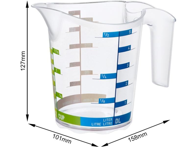 Rotho Messbecher Domino Dekor 5 dl, Transparent Mess-Becher