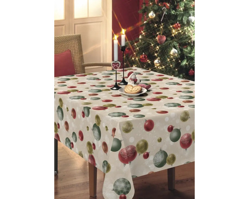 Tafelkleed van zeildoek met kerstballen, 130 x 160 cm