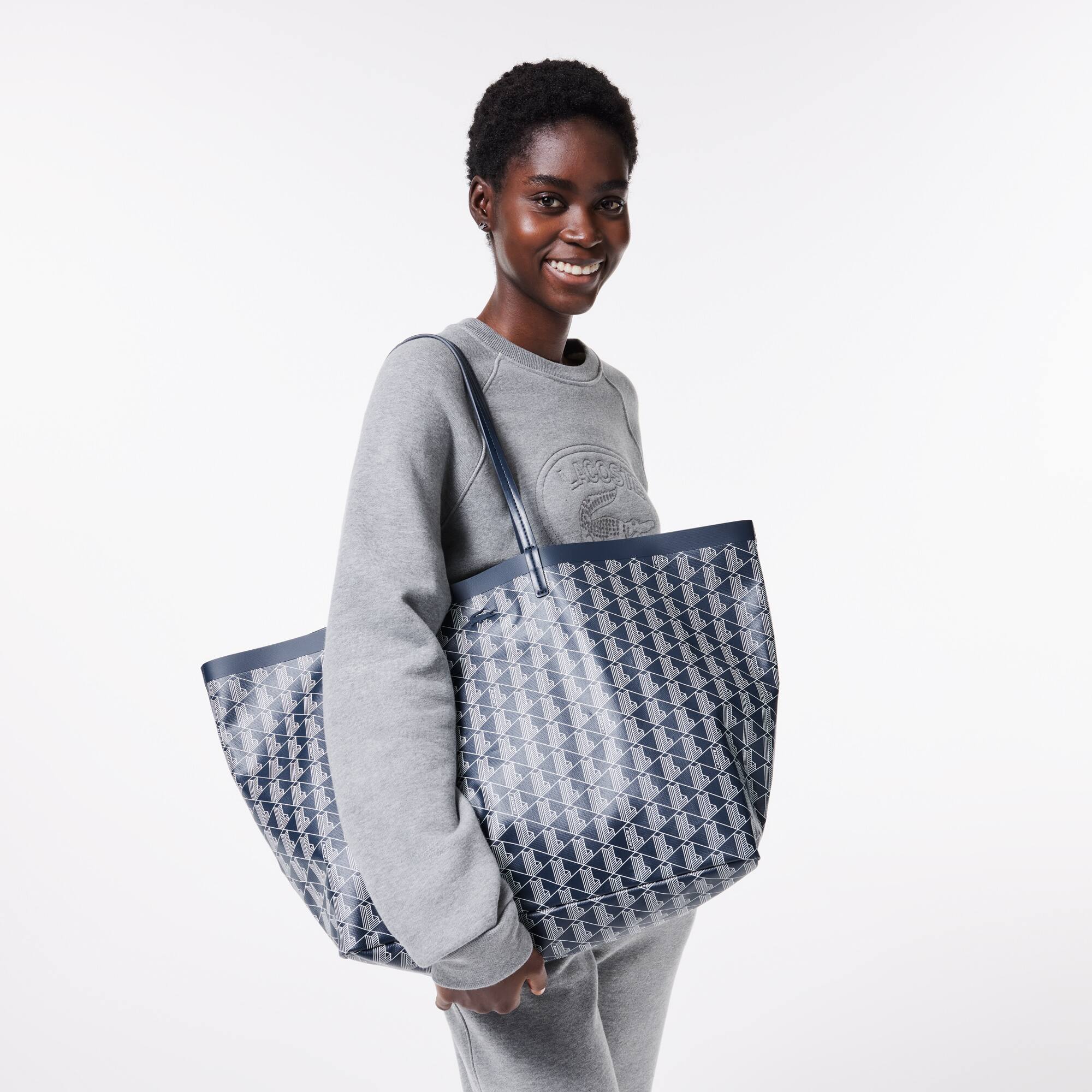 Zely Tote Bag Large aus beschichtetem Canvas mit Monogramm Taschen - Blau - Lacoste - Damen