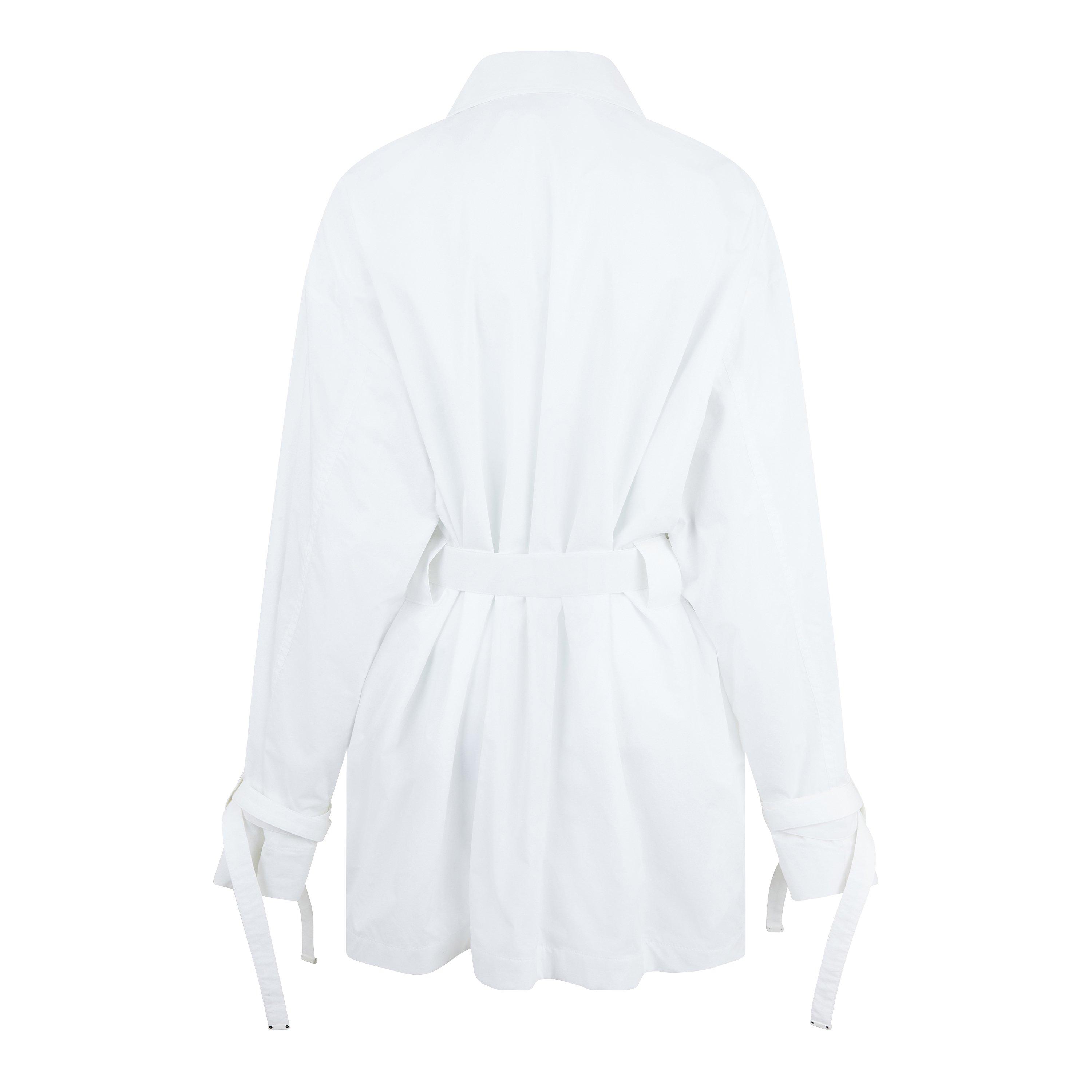 Off White Poplin Short Sleeve Cargo Shirt Dress
