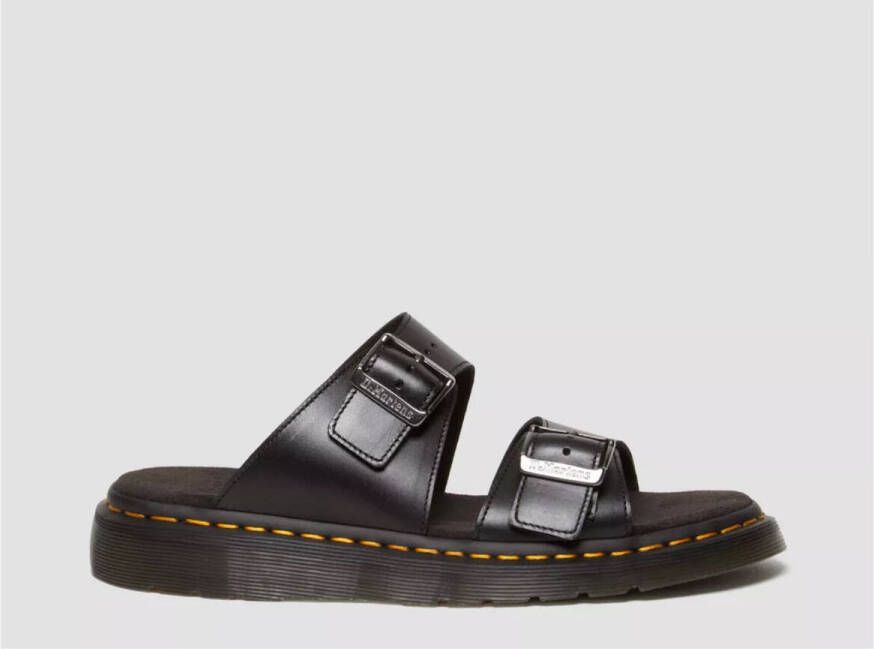 Dr. Martens Zwarte Platte Sandalen met Gespdetail