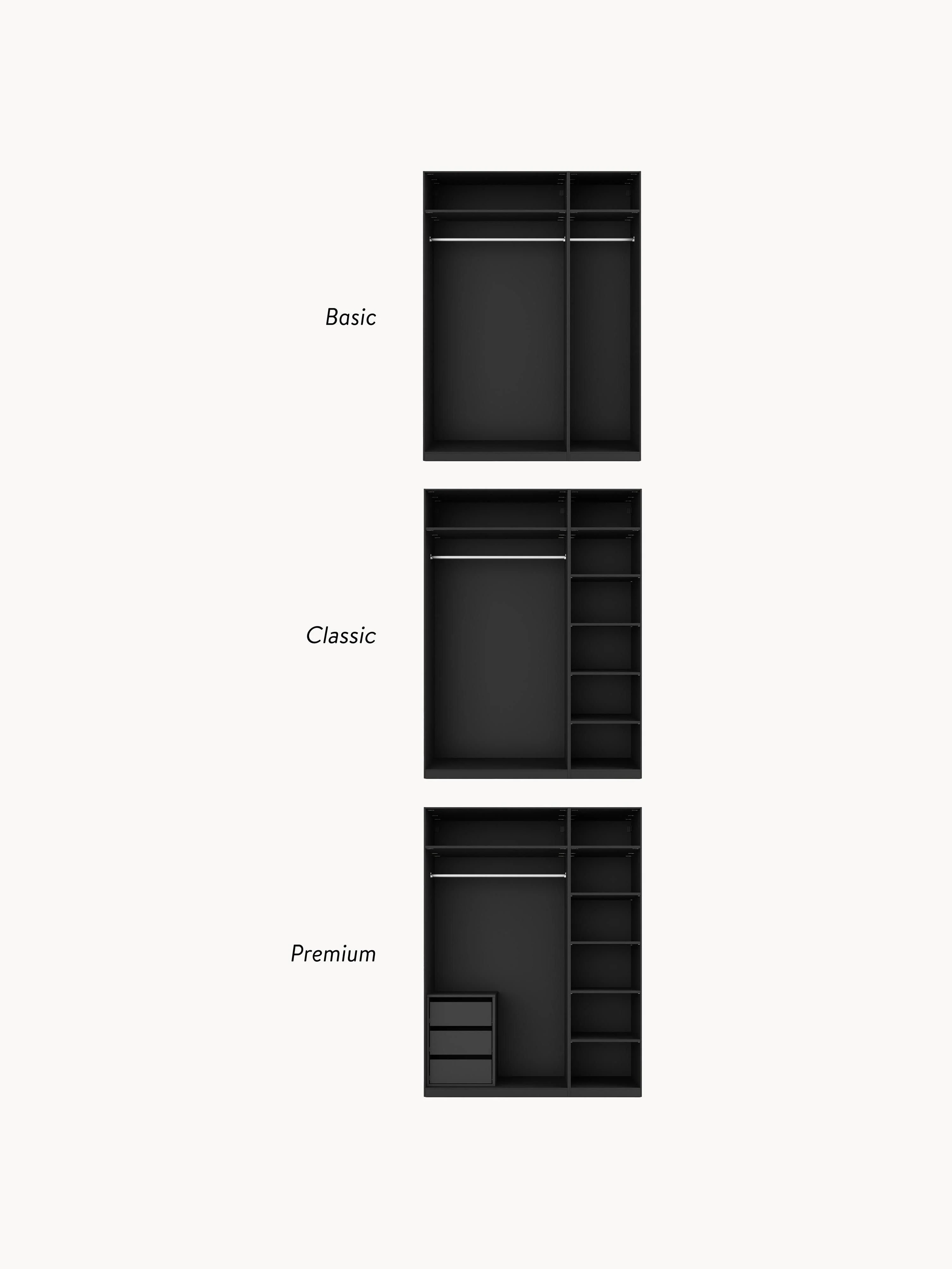 Modulaire draaideurkast Jeanne, 150 cm breed, diverse opties