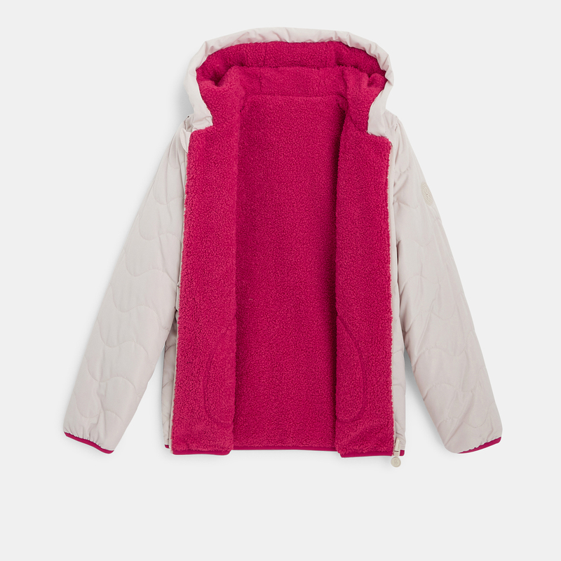 Blouson matelassé et moumoute réversible beige fille