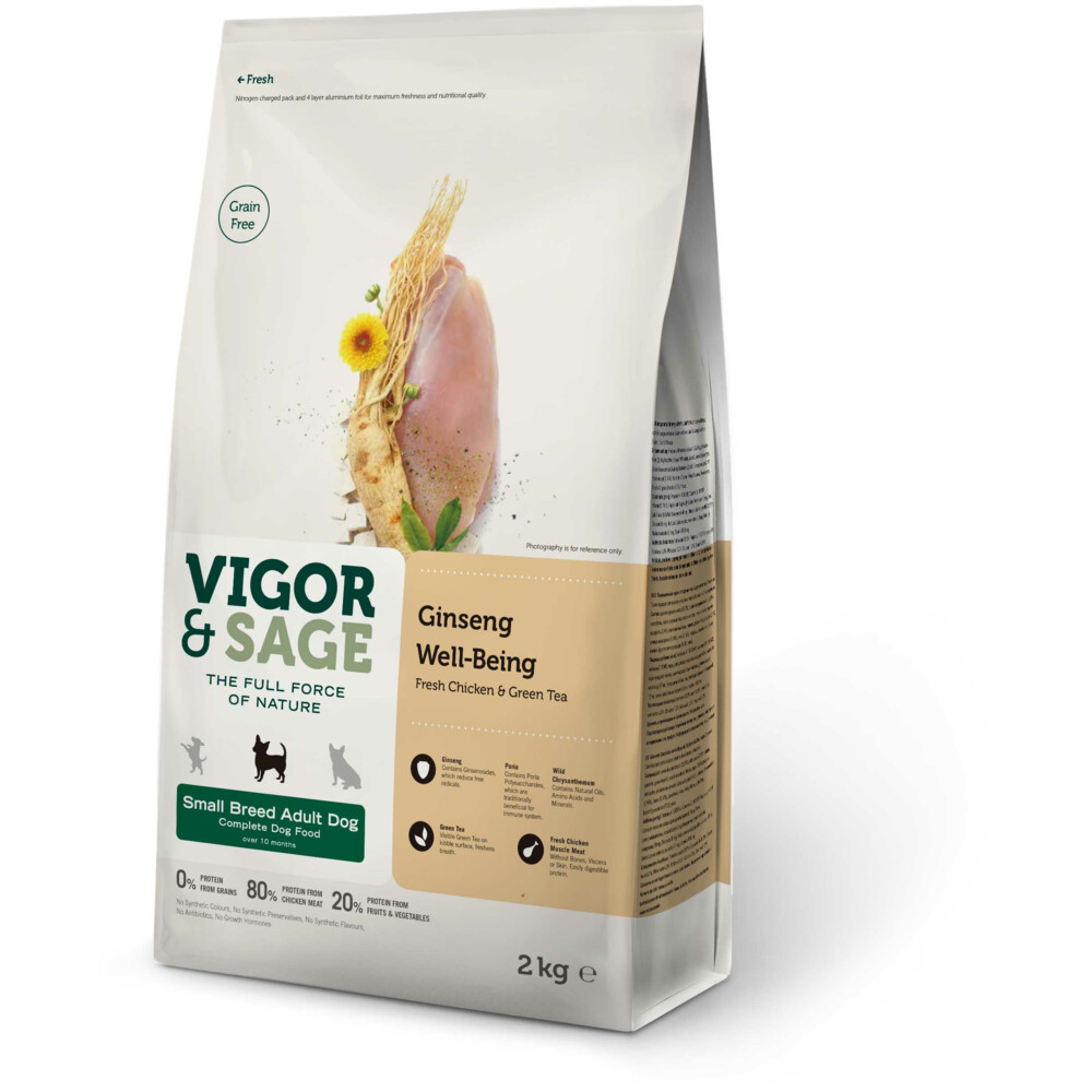 Vigor & Sage Hondenvoer Small Well-Being Ginseng2 kg