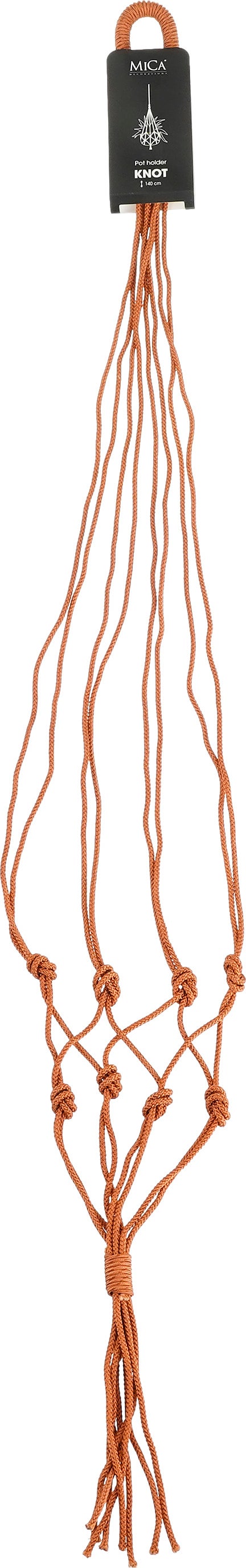 Mica Decorations plantenhanger macramé Knoop oranje H 140 cm