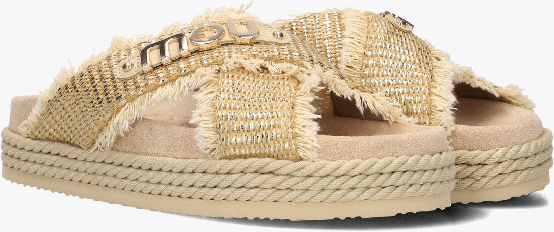 beige mou slippers criss-cross