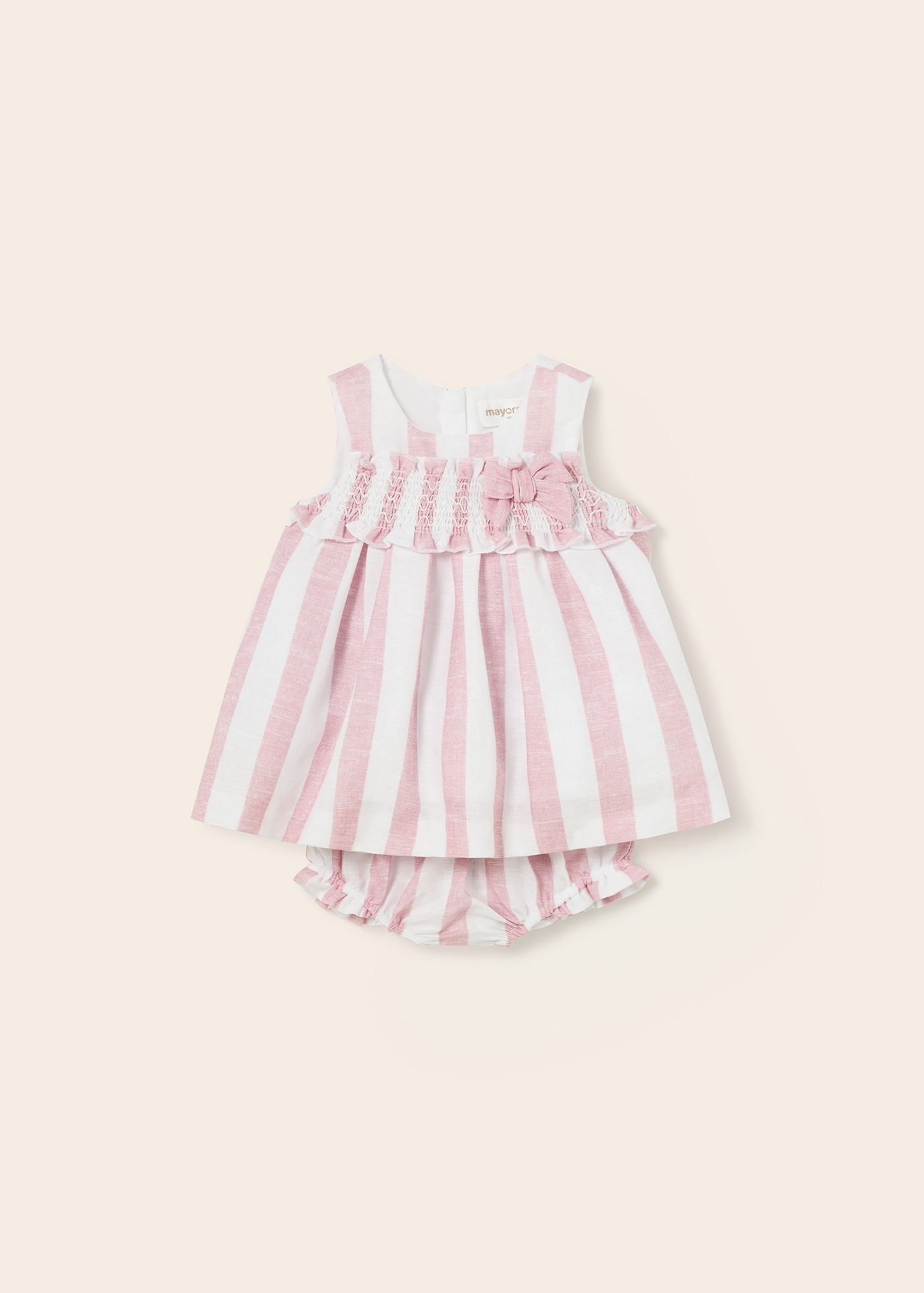Vestido estampado com capa de fralda de linho para recém-nascido