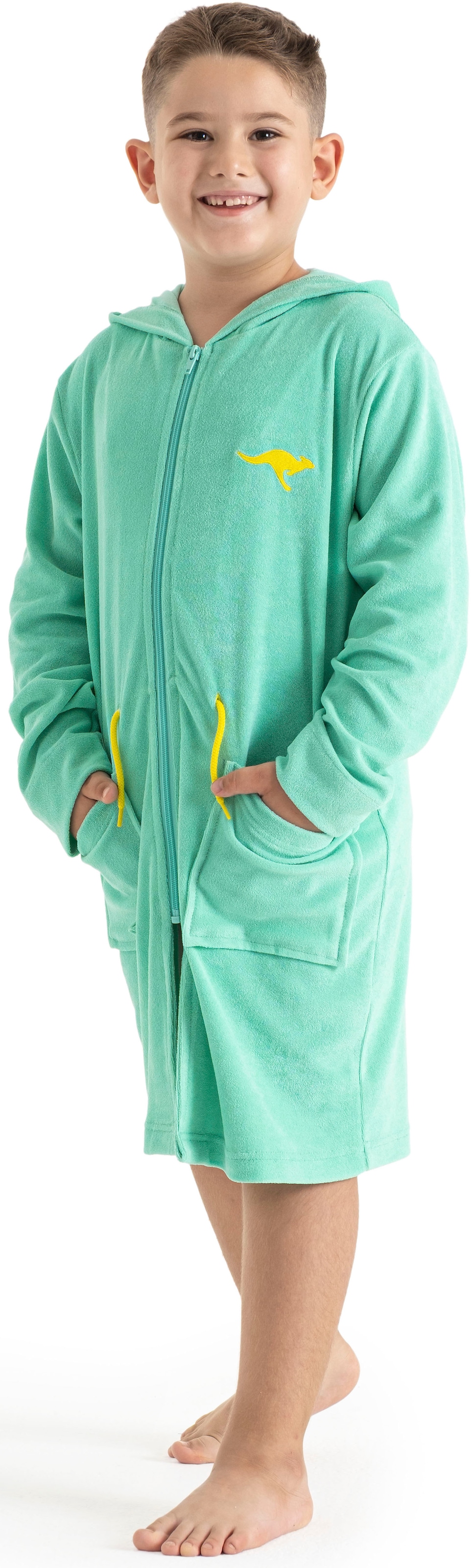 KangaROOS Kinderbademantel »Kira, Ideal für Zuhause, Schwimmbad oder im Urlaub«, 1 Stk. modernen, sportliches Design, leuchtenden Akzenten