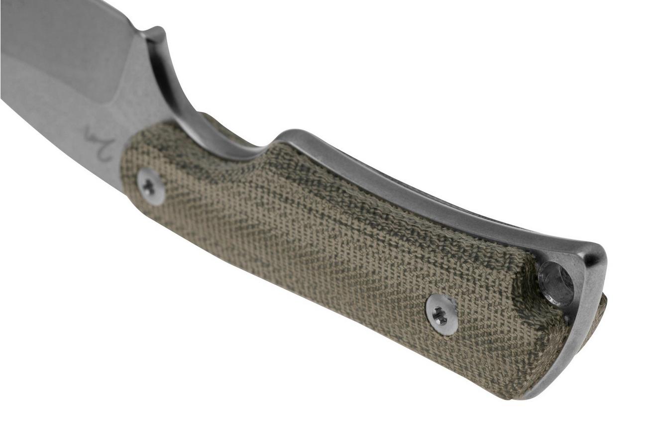 Mercury Kali 9KALIDP-GCFC, N690 Stonewashed Drop Point, Natural Canvas Micarta, vaststaand mes