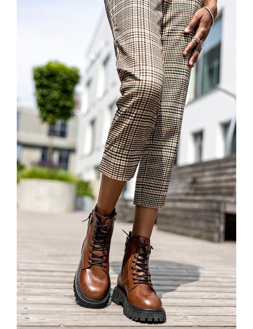 Brown Boots with Laces and Buckle