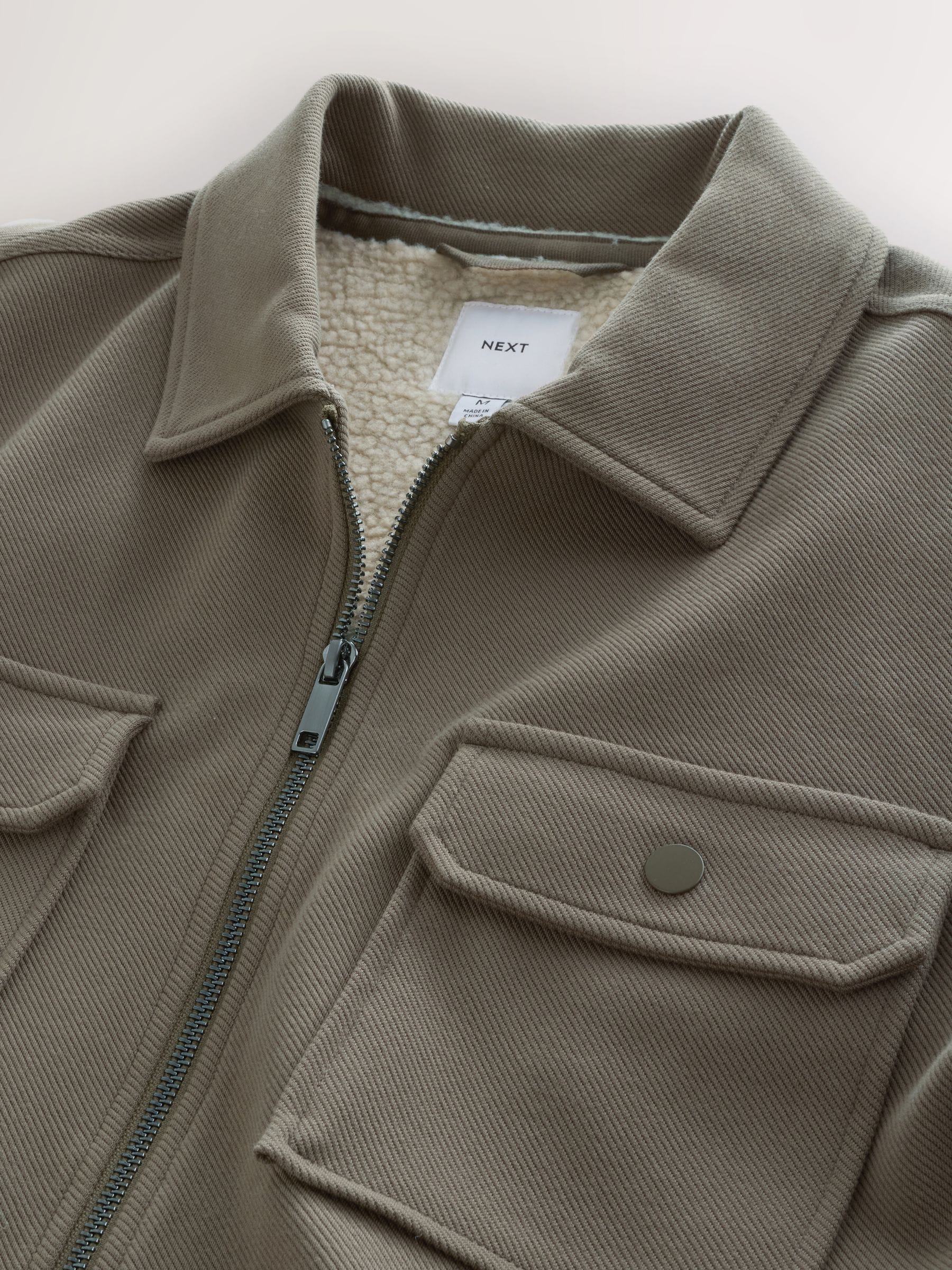 Naturel bruin - Zonder capuchon. - Borg overshirt met fleecevoering