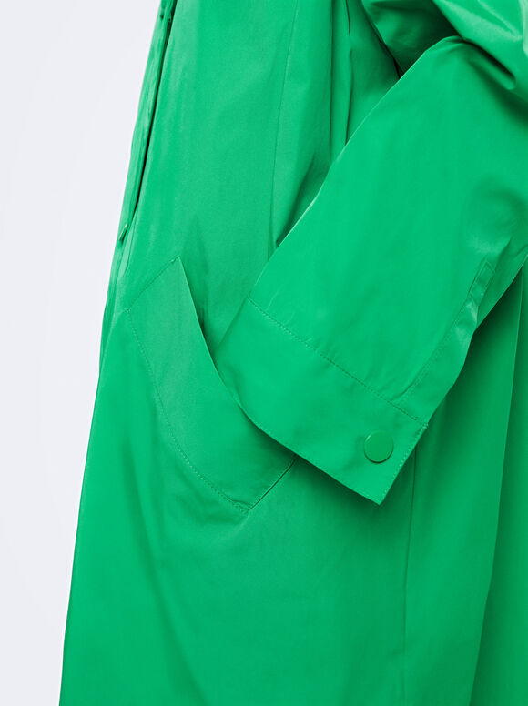 Parka com bolsos e capuz - Verde