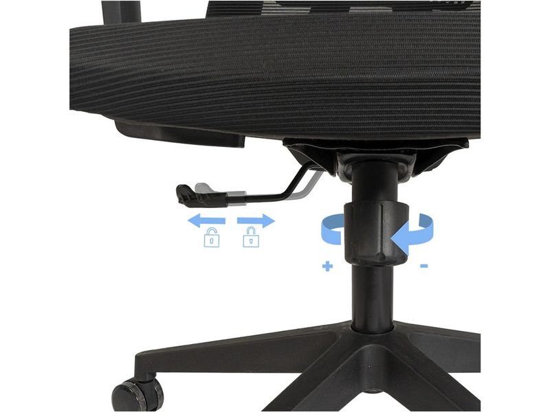 Contini Bürostuhl ErgoFlex Schwarz Drehbarer Stuhl mit Armlehnen und Kopfstütze
