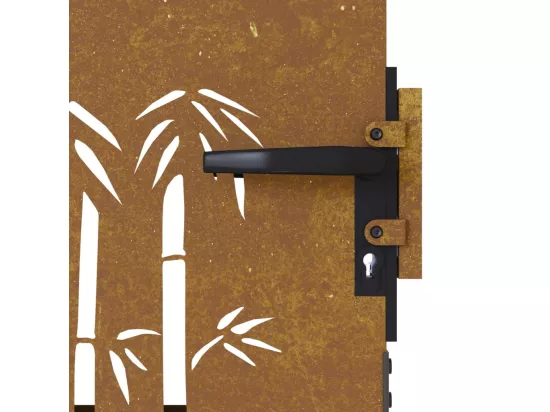 Portail de jardin 85x125 cm acier corten design de bambou