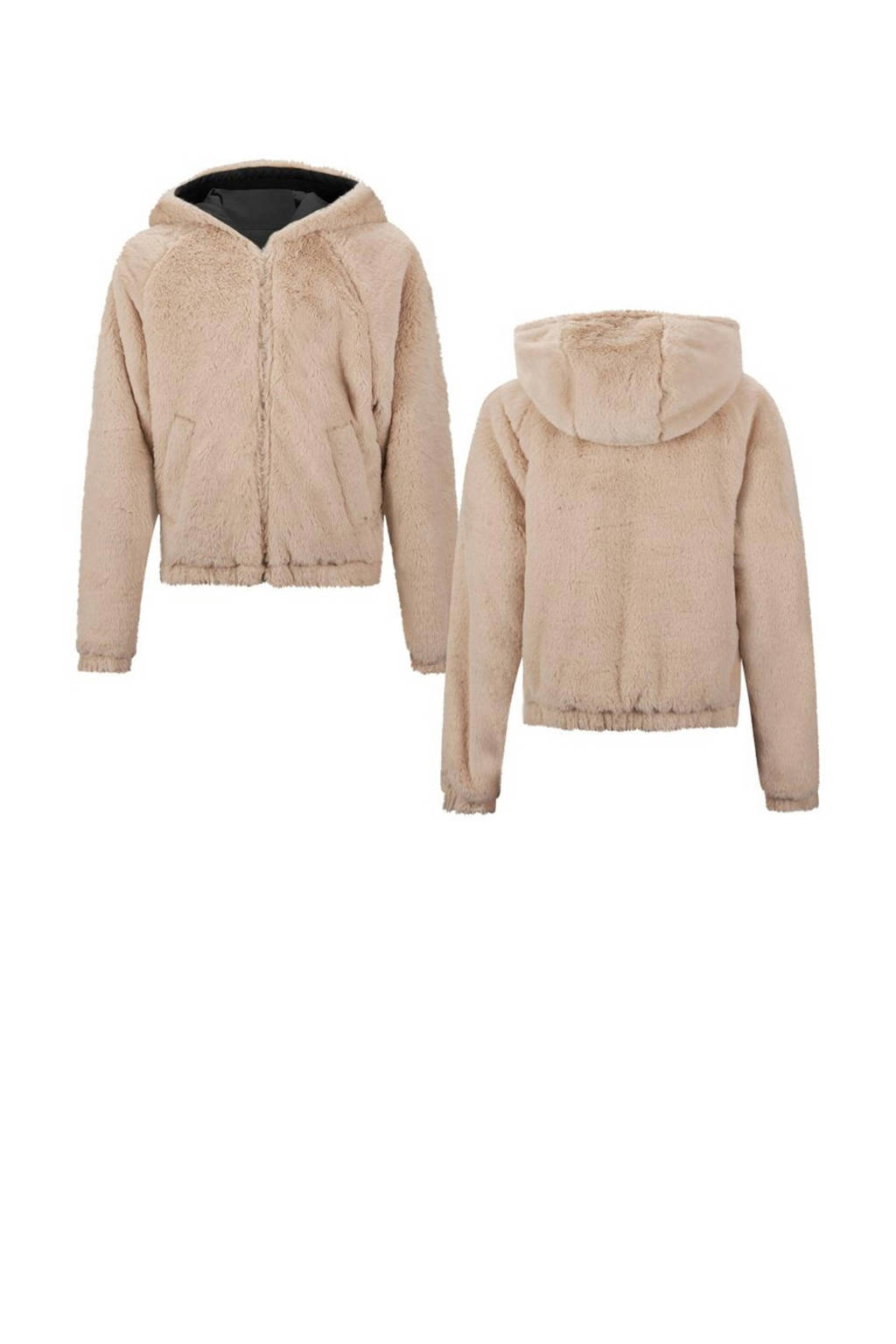 Retour Jeans reversible imitatiebont winterjas Mia zwart/beige