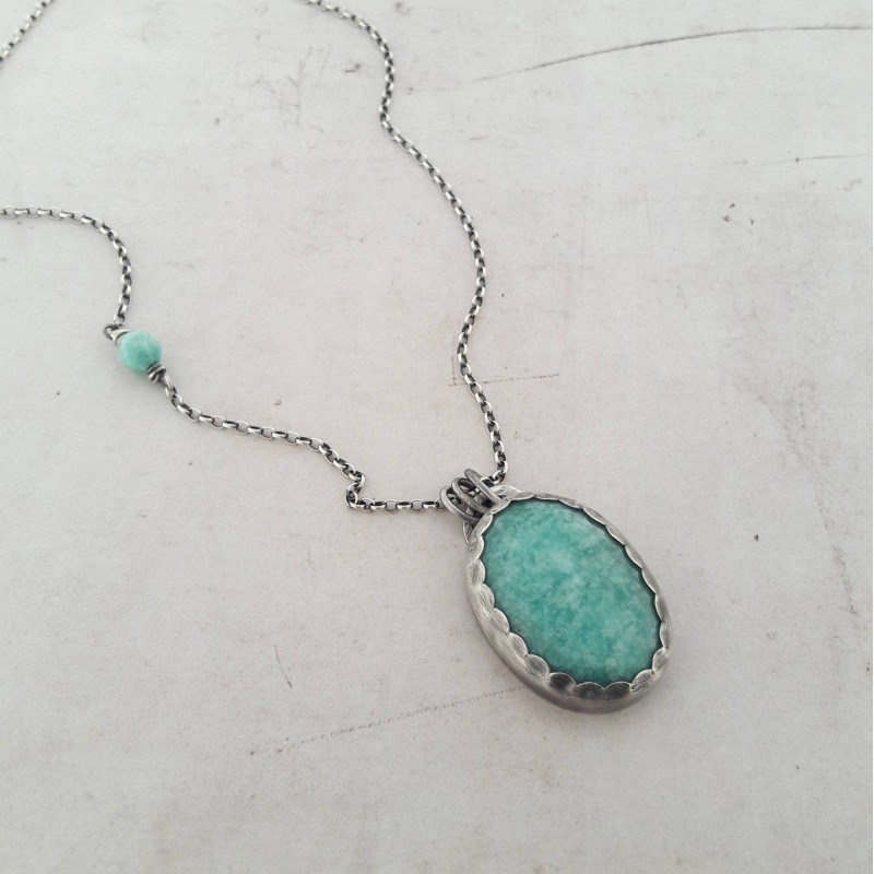 Sautoir Ethnique Amazonite Argent 925