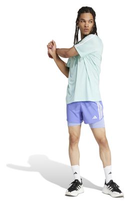 Maillot manches courtes adidas Own the Run 3 bandes Bleu Homme