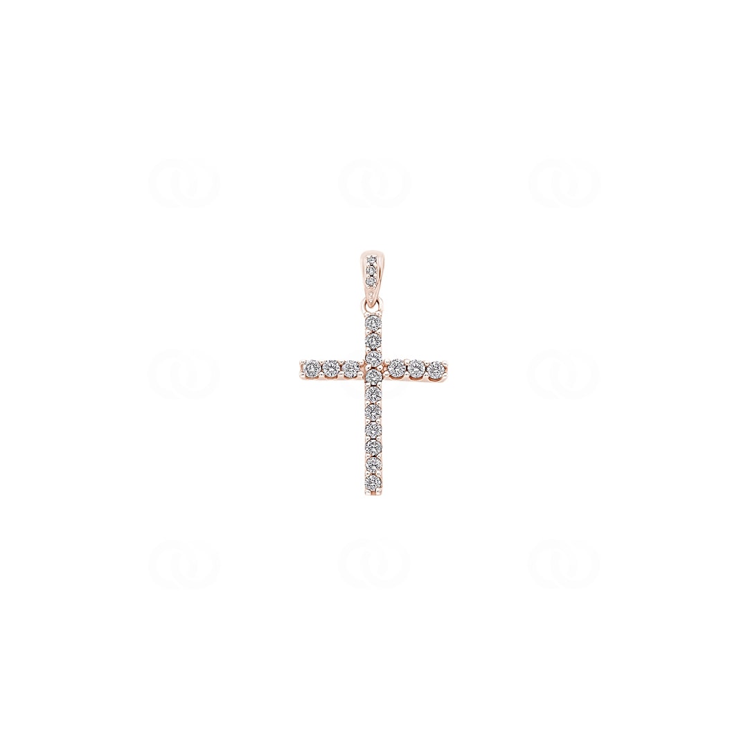 Anhänger 750/18 K Roségold Kreuz mit Brillanten 0.25 ct H/si