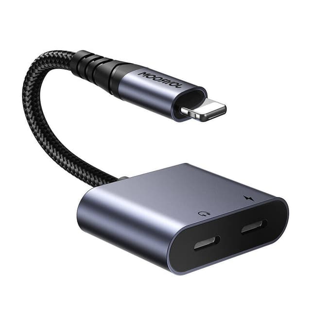2-i-1 lydadapter Joyroom SY-L02 Lightning til Double Lightning (sort)