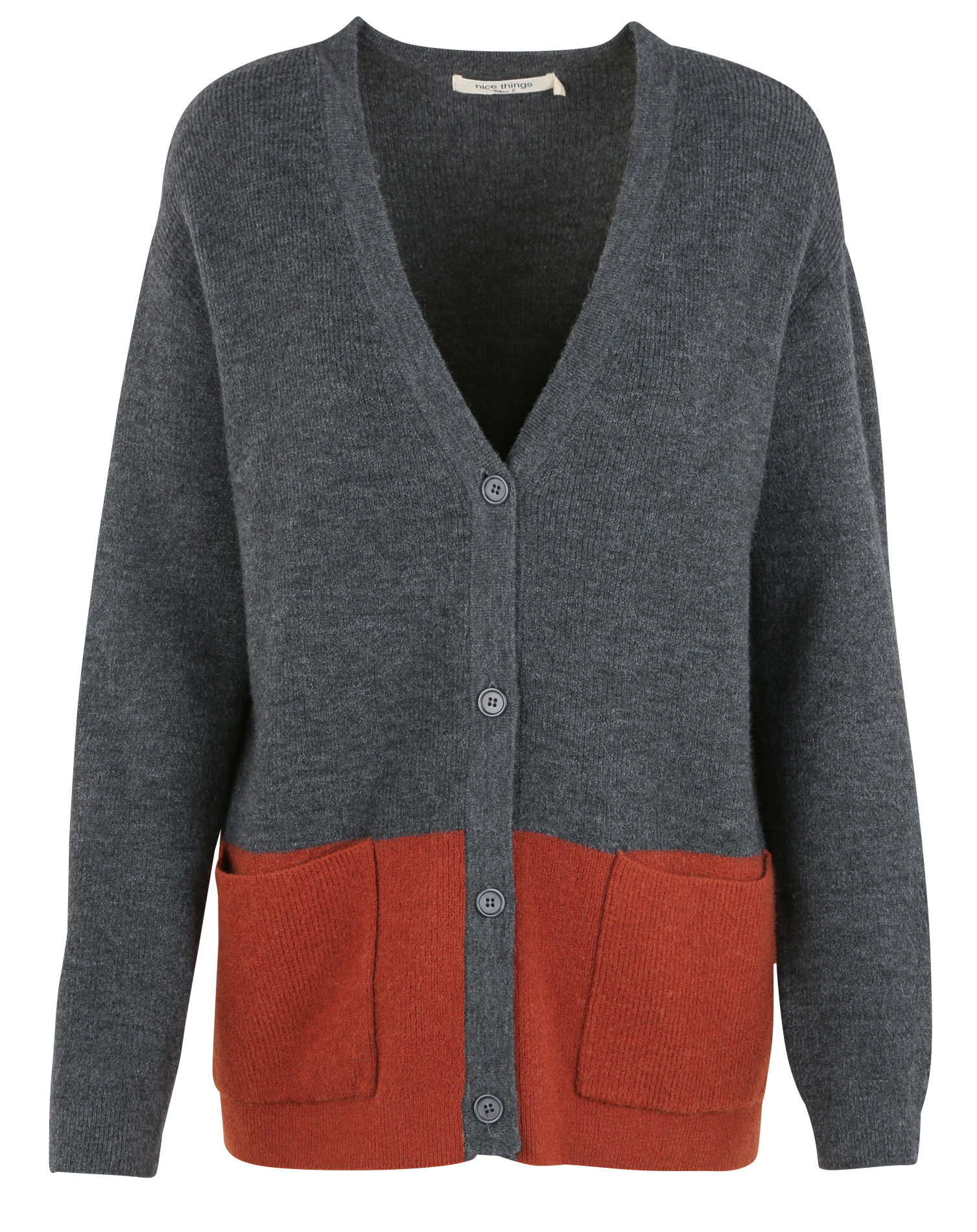 Gilet ample à col V| Gris