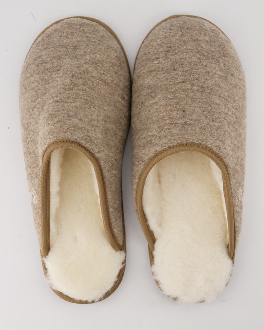 Fellhof Trendy Filz Pantoletten in Beige