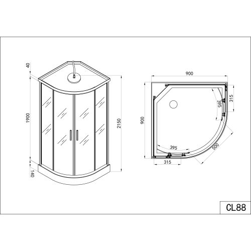 Badstuber Rumba complete douchecabine kitvrij 90x90x215cm