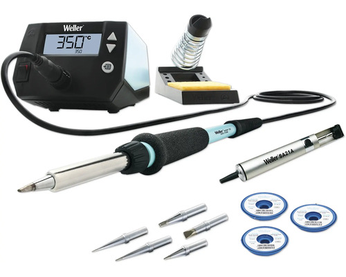 Weller WE 1010 Soldeerstation Project Kit (T0053298690) 70 W/230 V Digitaal 1-kanaals soldeerstation met 5 ET soldeerpunten, handmatige desoldeerpomp en 3 soldeerdraden, temperatuurbereik 100 °C - 450 °C