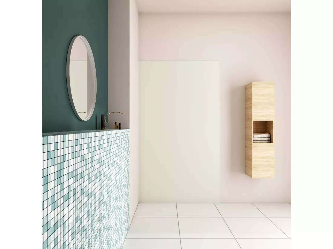 AICA Panneau mural de douche Ivoire 80x210cm,Panneaux muraux salle de bain habillage mural aluminium