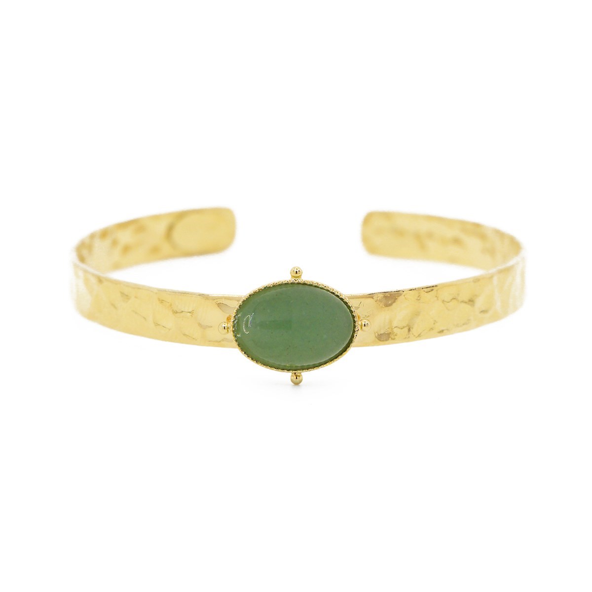 Manchette pierre aventurine dorée à l'or fin 24k NEW CALYPSO