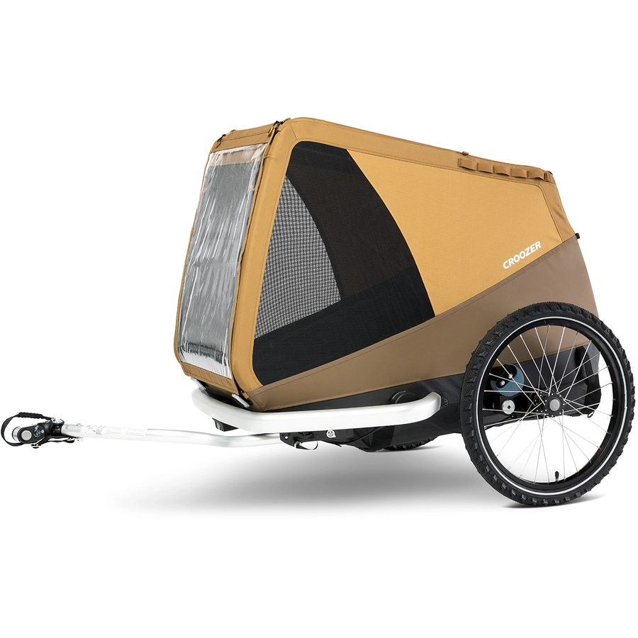 CROOZER Hundefahrradanhänger Dog Mikke Sundown yellow inklusive Hundebett Asphalt grey